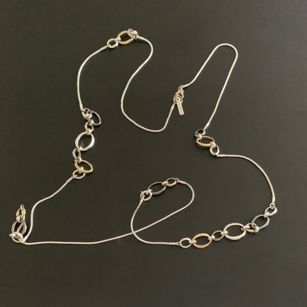 Nine West Silver, Gold and Black Tone Necklace - 40 inches with